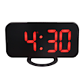 Miniatyrbild 4 av 8: Digital spegelklocka dimbar dubbel USB-laddningsport LED elektronisk väckarklocka med snooze-funktion för sovrumskontor svart kropp röd typsnitt
