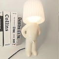 Miniatyrbilde 1 av 4: Kreativ Lampe Slem Gutt Sjenert Mann Liten Nattlampe Hjemmedekorasjon EU-plugg -DGZD Hvit