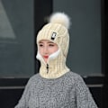 Miniatyrbilde 7 av 8: Vinterstrikket lue skjerf sett lue glidelås skjerf øreklaff fleece foret ski med dusk termisk lue nakkevarmer for kvinner menn