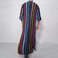 Pikkukuva 2 / 4: Miesten retro-raitapyjama puuvillasta - pitkähihainen nappikaulus loungewear (koko S) S punainen