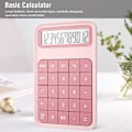 Miniatyrbillede 3 af 5: Bordregner Standardfunktion, 12-cifret Stor Skærm LCD-regner til Skole, Kontor, Hjem, Butiksdisk - Pink