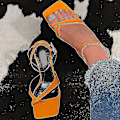Pikkukuva 5 / 5: Neliömäiset avovarpaat slingback-korkokengät vintage-tyylillä