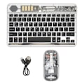 Miniatyrbillede 1 af 8: Transparent trådløst tastatur og mus-kombination 3 tilstande forbindelse baggrundsbelyst tastatur mus til tablet-pc mobiltelefon sort