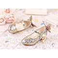 Miniatyrbild 3 av 5: Princess Glitter Barn Läder Höga Klackskor för Flickor Fjäril 3D33234 Guld