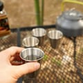Miniatyrbilde 5 av 5: Sett med vinglass i hip flaskeform, rustfritt stål, stablebare, bærbare metallbeger