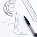 Pikkukuva 3 / 5: Matematiikan geometria setti 8 kpl Geometrian työkalut Harpit Viivainsetti Neliö Geometriset astelevyt Mekaaniset lyijykynät Pyyhekumi tyylikkäässä säilytyksessä