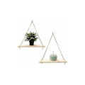 Miniatyrbilde 1 av 5: Sett med 2 - Hengende hylle - Trendy dekorasjon i resirkulert tre - Krok inkludert - Furuart - 35 cm x 14 cm - Håndlaget i Frankrike