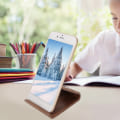 Miniatyrbilde 7 av 8: Dobbeltsidig valnøtt skrivebordsstativ for nettbrett og mobiltelefon (nøttebrun)