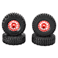 Miniatyrbild 1 av 8: 4 st 1/24 RC-bildäck i gummi, RC-fordonshjul, Crawler-bildäck för Axial SCX24 90081 AXI00001 AXI00002, röda