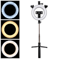 Miniatyrbillede 8 af 8: P40D‑5 Mobiltelefon Bluetooth Selfie Stick 6in LED Fyldlys Stativ Live Broadcast Stativ