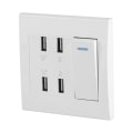 Miniatyrbilde 6 av 8: 4 porter bryterkontroll 5V 2.1A/1A 4100mA USB veggmontert strømuttak Laderuttak (220~250V)