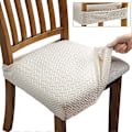 Pikkukuva 1 / 5: Jacquard-joustavat tuolinpäälliset ruokailuhuoneeseen, irrotettavat ja pestävät (Beige, 4 kpl)
