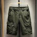 Miniatyrbillede 4 af 5: Armygrønne Herre Sommer Shorts med Lynlås og Flere Lommer