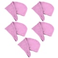 Miniatyrbillede 4 af 8: 5 stk Microfiber Hårtørrer Hat Absorberende Hurtigtørrende Kvinder Piger Blødt Turban Håndklæde 9,1x25,6inLys Lilla