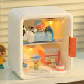 Miniatyrbild 5 av 6: Dockhusrum Dockskåp Skåp Display Box Case 2 Layer Transparent Dörr Vit
