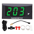 Miniatyrbillede 1 af 8: Vandtemperaturmåler Fahrenheit Grad LCD Baggrundsbelyst Display Vandtæt Vandtemperaturmåler med 16mm Tee til Motorcykel Grøn