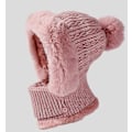Miniatyrbild 1 av 3: Vinter Varm Stickad Mössa och Halsvärmare Set, Flexibel Stickad Mössa, Dam Stickad Balaklava för Utomhussporter One Size