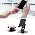 Miniatyrbild 5 av 8: Skrivbordsställ för mobiltelefon, roterbar, justerbar, hopfällbar, bärbar mobiltelefonhållare, skrivbordsstativ för hem, resor, svart