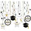 Miniatyrbillede 1 af 5: 2021 Guld Sort Sølv Dimissionspynt Hængende Hvirvler Tillykke Dimittend Banner Sort Dimission C