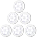 Miniatyrbilde 1 av 5: LED-bevegelsessensor-skaplys - Magnetisk base, 6 nattlys for skap, skap, kjøkken, trapp og utstillingsvinduer (hvit)