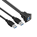 Miniatyrbillede 1 af 4: USB 3.0 Flush Mount Dashboard USB 3.0 til Bil Båd Motorcykel Dobbelt Port Firkantet 1m