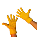 Miniatyrbilde 4 av 8: Vinterhansker 2 Finger Eksponert Design Akryl Fleece Ren Farge Lange Vinterstrikkede Hansker for Utendørs Innendørs Gul