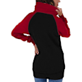 Miniatyrbillede 2 af 3: Colorblock hættetrøje sweatshirt til kvinder - stilfuld langærmet lynlåsjakke med lommer 3XL rød