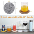 Miniatyrbillede 2 af 5: 6 stk. coasters til drikkevarer, stilfulde håndlavede flettede vævede drikkevare coasters (4,3 tommer), 100% bomuld super absorberende varmebestandige runde coasters, fantastisk Ho