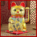 Miniatyrbillede 1 af 3: Vinkende Lykkekat Japansk Porcelæn 18x10cm Forretningssucces