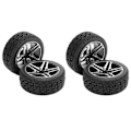 Miniatyrbilde 1 av 8: 4 stk. RC-hjul og dekksett aluminiumsfelg gummi dekk for HSP 94122 94123 TT01 WF06 1/10 RC bil Crawler Svart