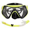 Miniatyrbilde 4 av 8: Justerbart snorklesett for voksne, snorkelbrille og pustetube, snorkleutstyr for voksne til svømmetrening, gult