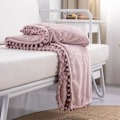 Miniatyrbilde 3 av 4: 1 stk Flanellpledd Plysjpledd, Varmt laken for seng og sofa, Mykt og lett flanellpledd - 130*150CM (0,75kg), rosa