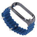 Miniatyrbillede 3 af 8: Blød silikone urrem med rustfrit stål beskyttende kofangerkasse Tilbehør Passer til Mi Band 7 Midnight Blue