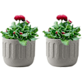 Miniatyrbilde 5 av 5: Keramisk Blomsterpotte - For Innendørs Bruk - Matt Tekstur - For Sukkulenter - Liten Blomsterpotte For Stue, Kontor - 11 X 13 Cm - Grå