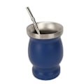 Miniatyrbillede 3 af 8: 8oz Kalebas Te-kop Dobbelt Væg Rustfrit Stål med Ske Suttebørste Kalebas Isolerede Kopper til Te Kaffe Vin Blå 230ml