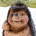 Miniatyrbillede 4 af 5: Udskåret Pindsvin Fuglebad Dyrestatue Udendørs Fuglefoder Resin Dekoration Sødt Pindsvin Have Tilbehør