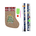 Miniatyrbild 1 av 8: Julstrumpor i linne och flanellmaterial, ljusa färger, utsökt design, dekorationer och prydnader för högtiden