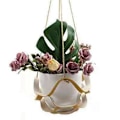 Miniatyrbilde 4 av 5: PU Lær Veggmontert Stativ Vase Potte Stativ Plantekurv C