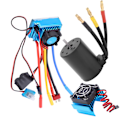 Miniatyrbild 4 av 8: 3650 2300KV Vattentät 4-polig Borstlös Motor 60A ESC Kylfläns Combo Set för 1/10 RC Bil