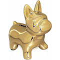 Miniatyrbild 1 av 5: Keramisk Bulldog Spargris för Pojkar Flickor, Pengabox för Barn, Myntbank Minnessak med Plastpropp, Fransk Bulldog Sparburk, Barnrumsinredning (Guld)