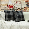 Miniatyrbild 4 av 4: Rutigt Linne Kuddfodral, Kuddfodral för Hem Soffa Bil Dekorativ 5050cm, Set med 2, svart