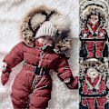 Miniatyrbild 1 av 5: Baby Hooded Jumpsuit med pälskrage för pojkar och flickor (0-24 månader) 65cm Brun