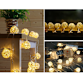Miniatyrbillede 6 af 8: 20LED Rattan Ball String Lights Romantisk Dekorativ Fairy Light til udendørs indendørs