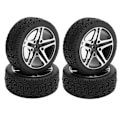 Miniatyrbilde 2 av 8: 4 stk. RC-hjul og dekksett aluminiumsfelg gummi dekk for HSP 94122 94123 TT01 WF06 1/10 RC bil Crawler Svart