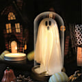 Miniatyrbillede 5 af 5: Halloween Indendørsdekoration - Lysende Spøgelse i Glasklokke