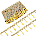 Miniatyrbild 1 av 5: 30 Yards Droppformad Paljetttofs Kantband 5 cm Bredd Etnisk Stil Glittrande Polyesterband Fransspets för Kläder Bälte Hatt Dekoration Sömnad (Go