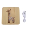 Miniatyrbillede 7 af 8: 3D Giraffe trælampe 360 ​​graders bestråling hult mønster varmt hvidt lys LED træ natlys til hjemmet i stuen