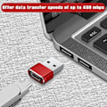 Pikkukuva 4 / 5: USB - USB C -sovitin 3 kpl, tyyppi C naaras - A uros -latauskaapelisovitin punainen