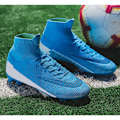 Miniatyrbillede 6 af 8: Støvler Mænd Fodboldsko Udendørs Indendørs Træning Voksen Fodboldsko Græs Træning Kamp Sport Sneakers Blå 41