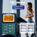 Miniatyrbilde 3 av 5: LED-display AM/FM lommeradio for sport utendørs - Grå